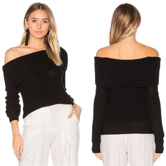 Lovers + Friends Off the Shoulder Sweater Black (SW1) - Picture 1 of 5